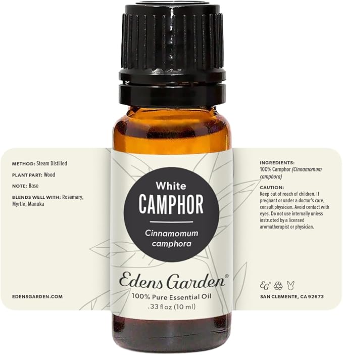 Edens Garden Camphor- White Essential Oil, 100% Pure Therapeutic Grade (Undiluted Natural/Homeopathic Aromatherapy Scented Essential Oil Singles) 10 ml