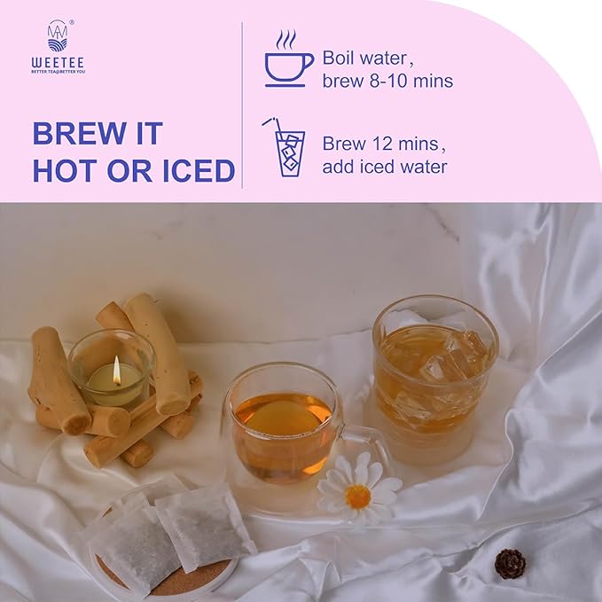 WT WEETEE Chamomile & Passionflower Nighty Herbal Tea Bags 50 Counts, Includes Spearmint, Valerian Root, Lavender, Peppermint & More, Natural Caffeine-free