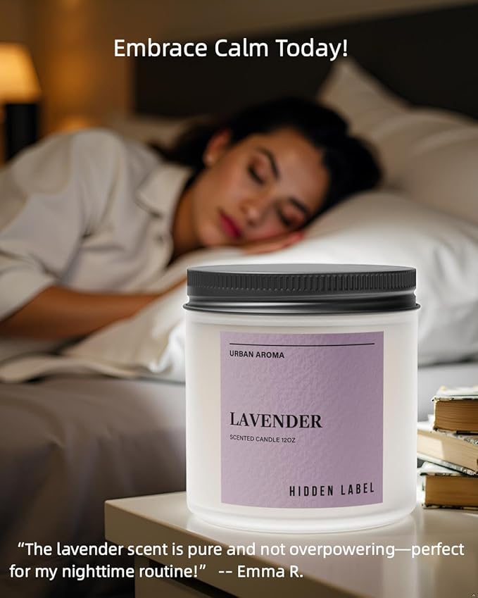 Hidden Label Lavender Scented Candle, 12oz 2 Wick Natural Candles Soy Non Toxic, Clean Burning Long Lasting Aromatherapy for Home Scented | Gifts | Décor,Premium Scents for Relaxation & Stress Relief