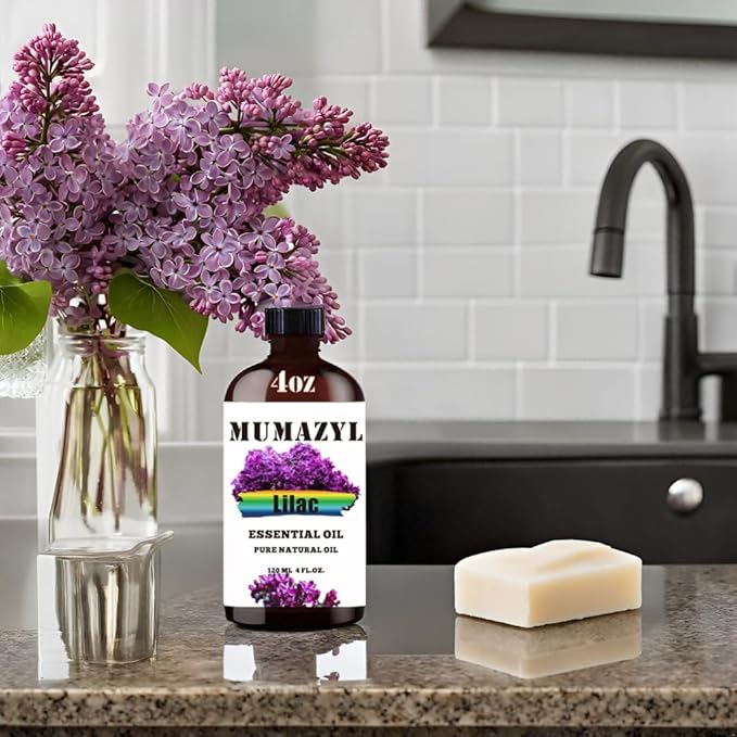 Lilac Essential Oil, Lilac Oil 4 Fl Oz 120ML for Diffuser Humidifier Yoga Cleaning DIY Candle Soap Making Essential Oils