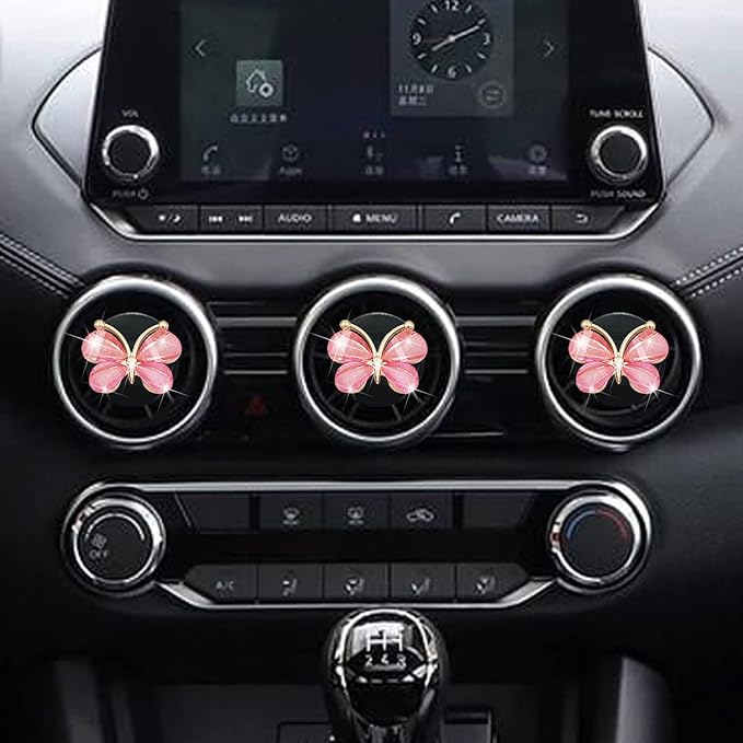 Cute Butterfly Air Vent Clips,3 Pcs Pink Butterfly Car Air Fresheners Vent Clips Long Lasting Diffuser Interior Decor Charm Car Decoration Cute Accessories for Women Girls