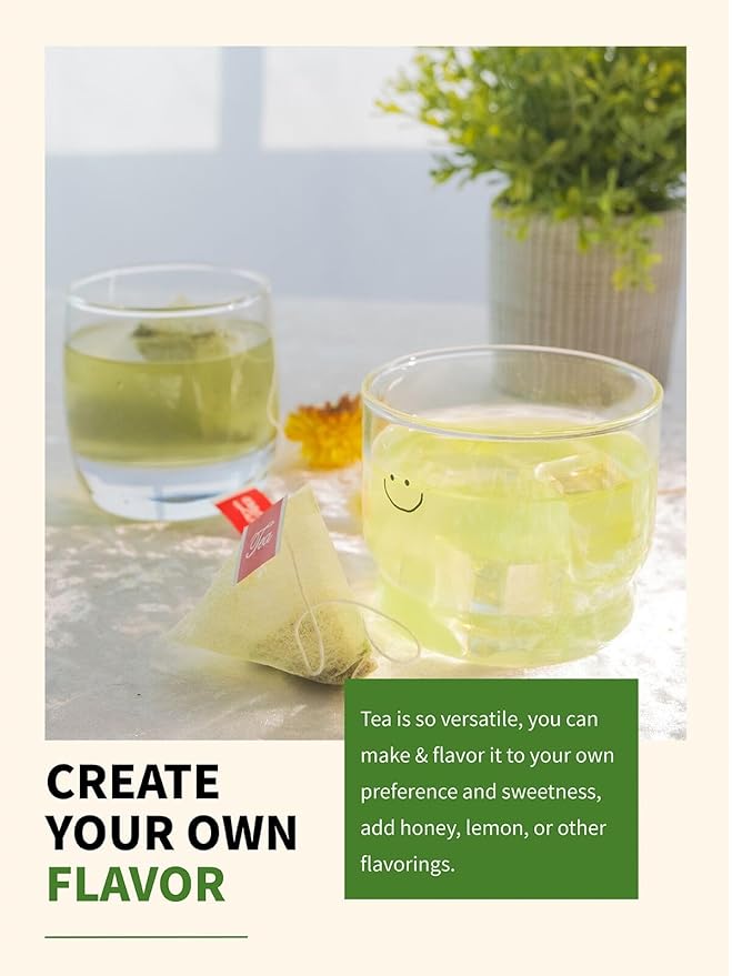 TeeLux Genmaicha Tea Bags, Genmai Cha with Sencha Green Tea, Matcha and Roasted Brown Rice, Premium Genmai Cha, Smooth Taste, 60 Count