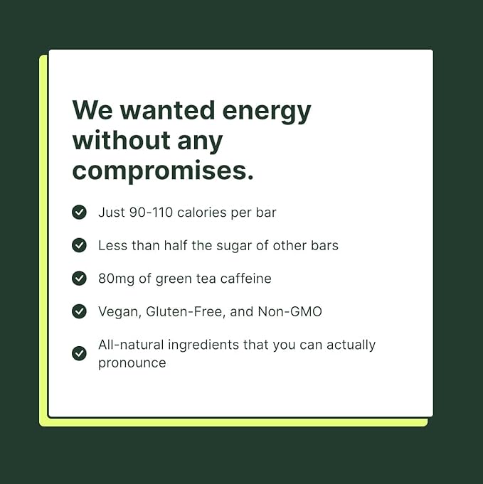 Verb Caffeinated Energy Bars Blueberry Crisp (26g, Pack of 16) 110-Calorie Delicious Low Sugar Energy Bar - Vegan Gluten Free On-the Go Snack with 80mg Green Tea Caffeine, Only Real-Food Ingredients