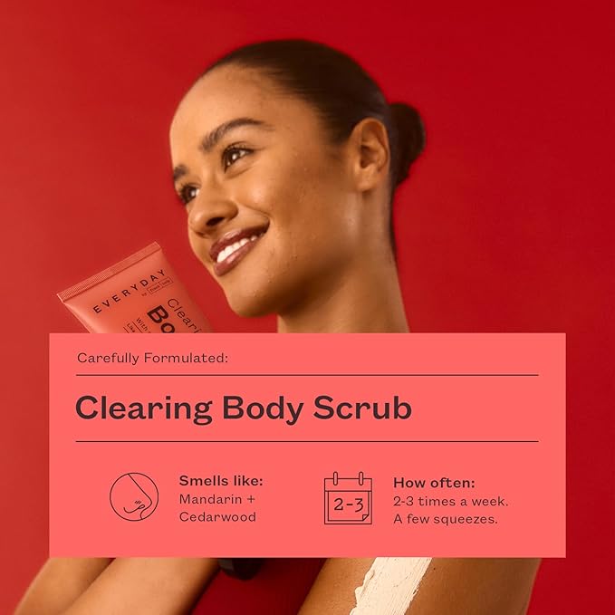 frank body Clearing Body Scrub | Purifies Pores, Fights Breakouts & Oily Skin|Salicylic Acid, White Clay & Niacinamide | Mandarin & Cedarwood Scent | Vegan & Cruelty Free | 200g