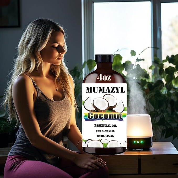 Coconut Essential Oil, Coconut Oil 4 Fl Oz 120ML for Diffuser Humidifier Yoga Cleaning DIY Candle Soap Making Essential Oils