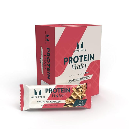 Myprotein Protein Bars, Crispy Protein Wafers, 15g High Protein Snacks, Box of 10 Chocolate Raspberry Wafers Packs, Milk & Whey Protein Isolate, Light & Crunchy