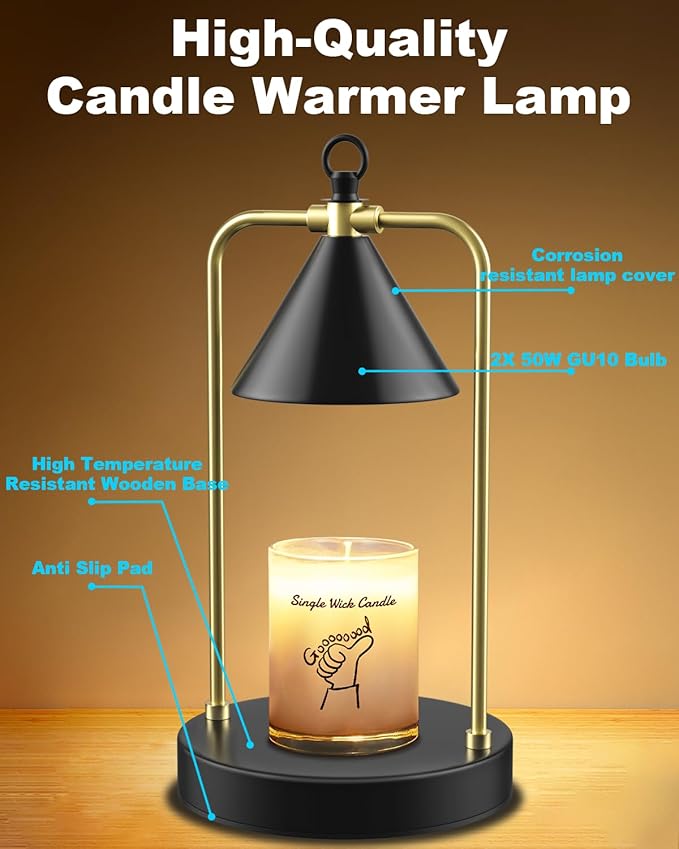 Candle Warmer Lamp with Timer-Dimmable Wax Warmer for Scented Wax Jar Candles, Electric Black Candle Lamp Warmer for Jar Candle, Mothers Day Gifts for Mom, House Warming Gifts New Home Decor Aesthetic