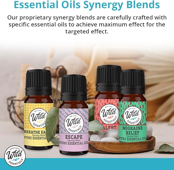 Wild Essentials Relax 100% Pure Essential Oil Synergy Blend 2 Pack - 10ml, Therapeutic Grade - Stress Ease, angst, Mood, Sleep, Calming, Mindfulness, Meditation, Made in The USA