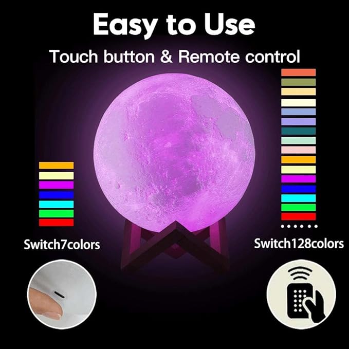 CPLA Moon Lamp Upgrade 128 Colors, Gifts for Women Men Friends Her Mom Sister, Christmas, Birthday, Anniversary, House Warming Gifts New Home, Diameter 6 inch