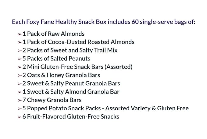 Foxy Fane 60-Count Holiday Gift Box - Assortment of 60 Healthy Snacks & Treats - Perfect Variety Pack for Back to School, Easter, Christmas & New Year’s - Great for Family, Friends, or Office Gifting