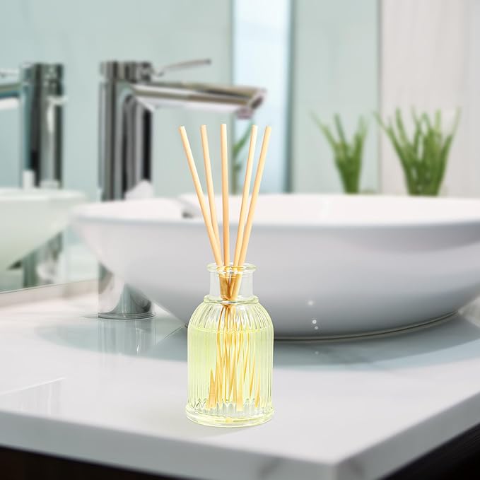 2-Pack Osmanthus Reed Diffuser Set, Kumquat Aroma Essential Oils, Amber Scented Oil Home Fragrance with 10pcs Sticks, Aromatherapy Air Freshener for Room Shelf Bathroom Decor