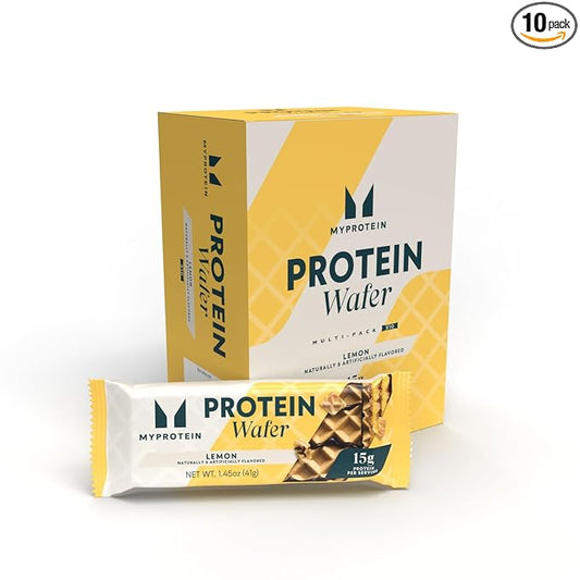 Myprotein Protein Bars, Crispy Protein Wafers, 15g High Protein Snacks, Box of 10 Lemon Wafers Packs, Milk & Whey Protein Isolate, Light & Crunchy