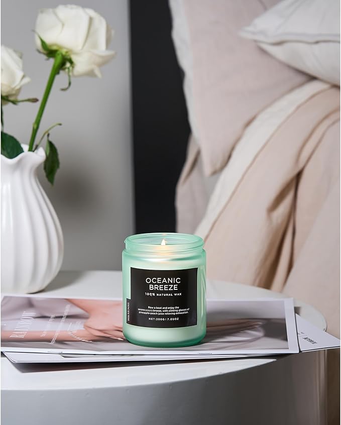 M&SENSE Candle Oceanic Breeze Scented Candle, Long Lasting Pineapple & Mango Scented Natural Soy Wax Candles 7.05oz 50 Hours Burn for Home Scented, Stress Relief Gifts for Women/Men