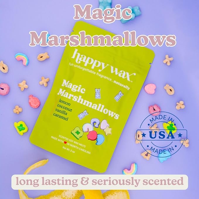 Happy Wax Cereal Mix Premium Scented Natural, Non Toxic Soy Wax Melts – 6 Total Oz. of Scented Wax Melts Includes: Cinnamon Sugar Crunch, Magic Marshmallows and Sweet Fruity Cereal