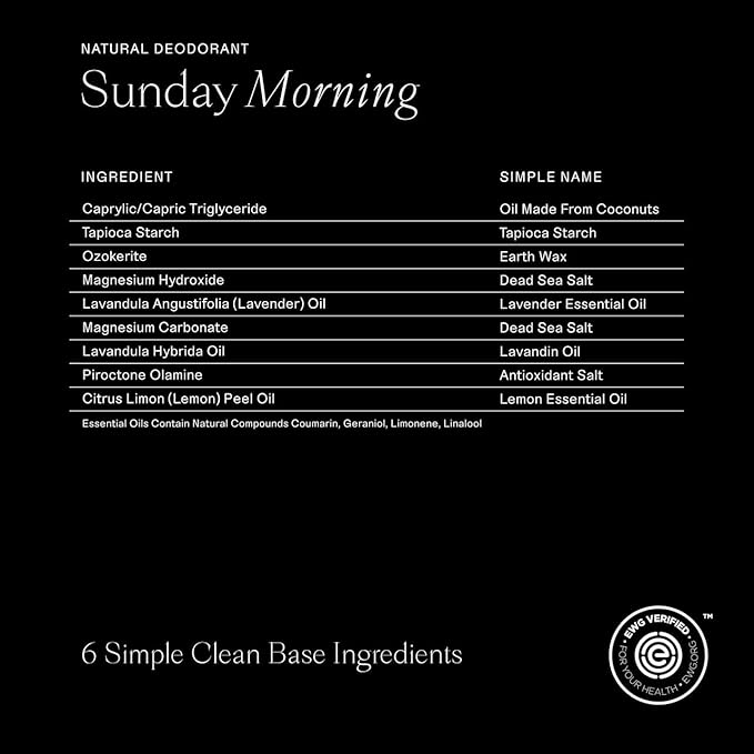 Each & Every Aluminum Free Deodorant for Women & Men - All Natural Deodorant for Sensitive Skin, EWG Verified - Clean, Baking Soda-Free, Plant-Based Fragrance, Lavender & Lemon, 2.5oz