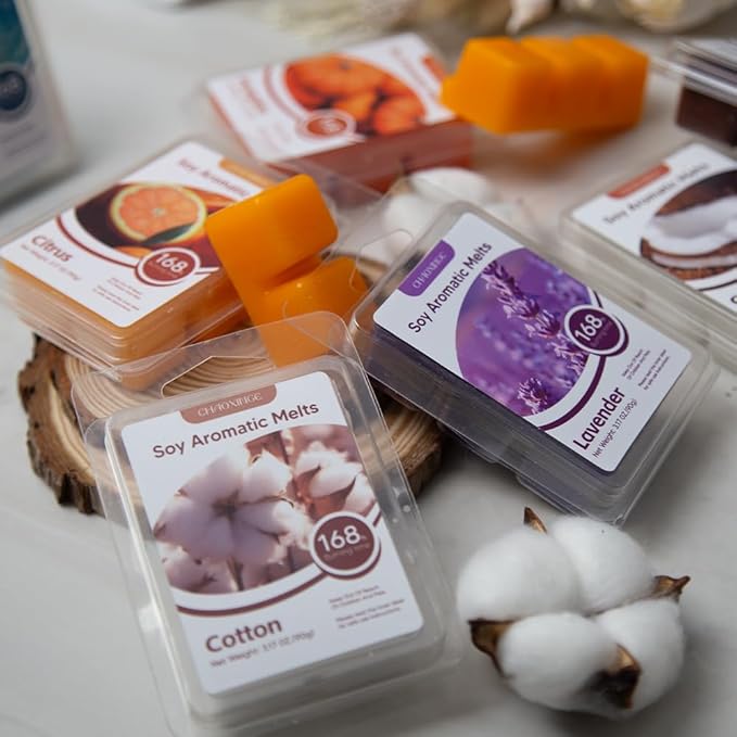 10-Pack Aromatherapy Wax Melts, Two Scent Combo | Wax Warmer & 8 Tealights Included | 90g (3.17 oz) per Pack | Eco-Friendly Soy Wax, 8 Scents (Citrus & Blueberry)