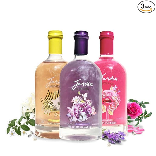 JARDIN FLAVOR BUNDLE 3 Pack Sugar Free Cocktail Mixers - Aromatic Spirit Enhancer for Cocktails and Mocktails - Rose, Honeysuckle, & Lavender Syrup for Coffee, Mimosas, Lemonade, & Spritzers (25.4 Fl Oz)