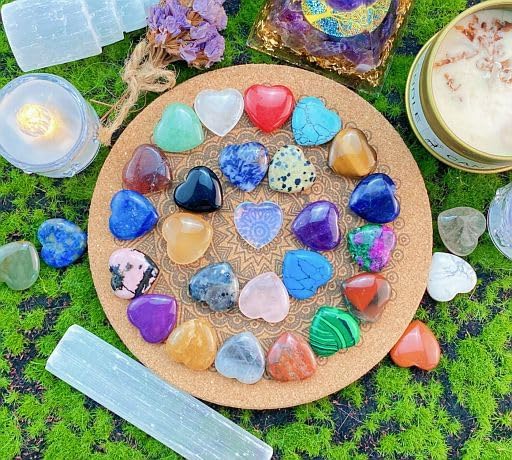 YATOJUZI 30PCS Heart Crystals Stones Bulk Wholesale Crystal Gemstones Assorted Mix-Color Set Love Polished Pocket Palm Thumb Gem Reiki Energy Balancing for Meditation Divination DIY Gifts for Women
