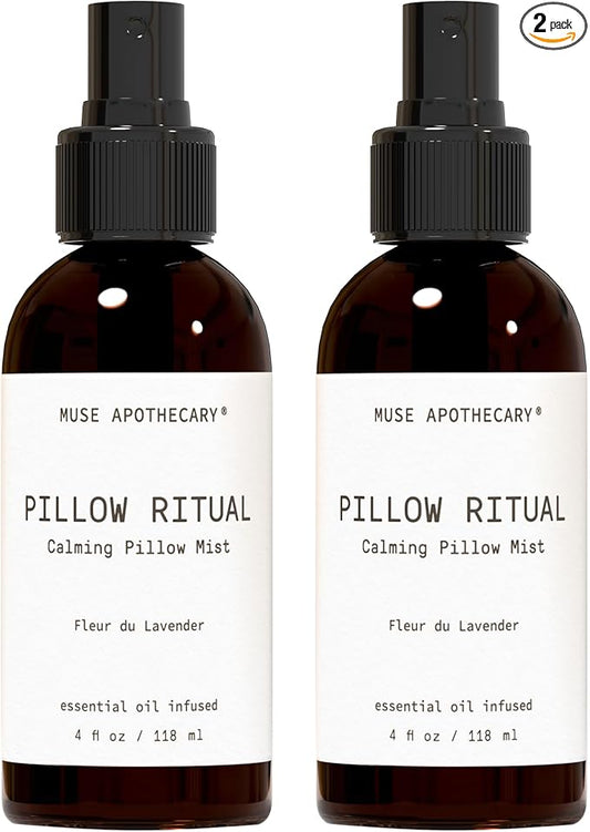 Muse Apothecary Pillow Ritual - Aromatic, Calming and Relaxing Pillow Mist, Linen and Fabric Spray - Infused with Natural Aromatherapy Essential Oils - 4 oz, Fleur du Lavender, 2 Pack