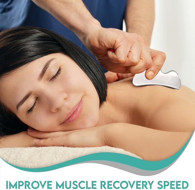 COZLOW 3-in-1 Muscle Scraper Tool Set - Skin Scraping Massage Tools for IASTM Therapy - Deep Tissue Gua Sha for Soft Tissue Mobilization, Fascia & Myofascial Release - Stainless Steel Metal Blades