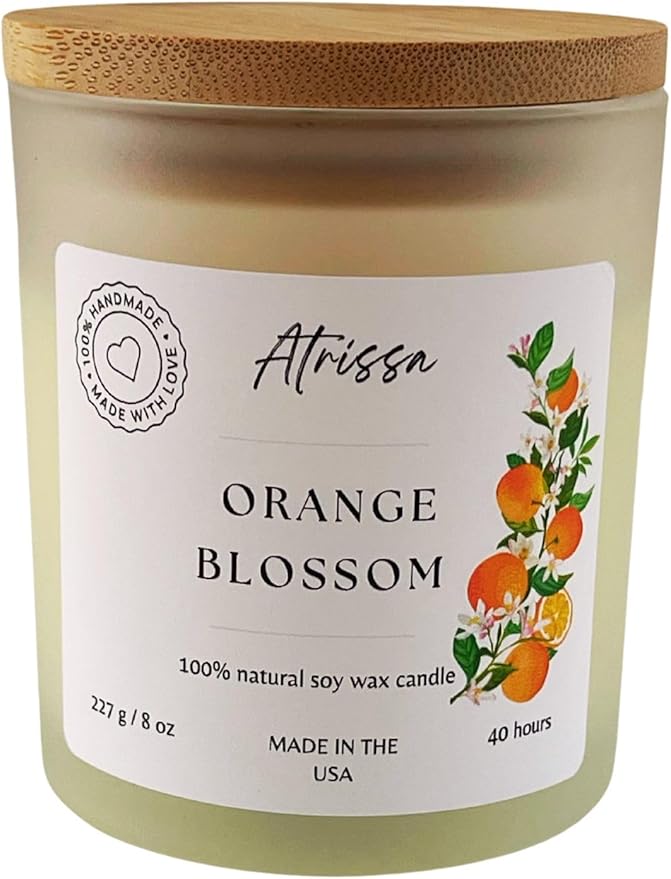 Orange Blossom 8 OZ, Bright, Citrus Floral Scent, Handmade Soy Wax Candle – Clean-Burning, Fresh, Uplifting Floral Citrus Blend Candle for Home, Eco-Friendly, Non-Toxic (8 Oz, Orange Blossom)