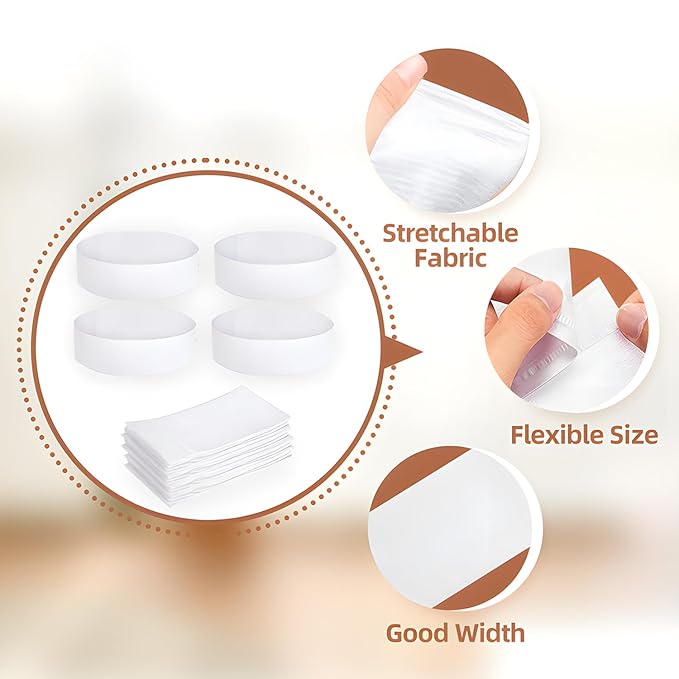 Saranna 120 Pieces Disposable Spa Headbands for Women Facial Hairband Non-Woven Makeup Headband for Hair Head Wrap Washing Face Skincare Travel Esthetic Headbands White