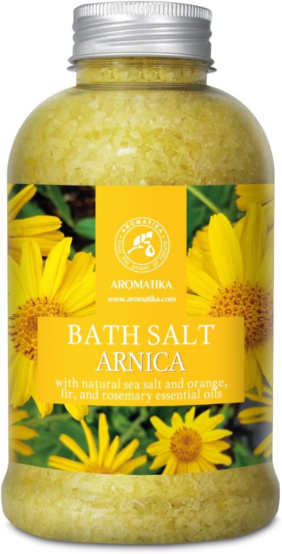 Arnica Bath Salts 21.16 Oz - 100% Natural Rosemary Orange and Fir Essential Oils - Sea Salt Arnica 600g - Best for Bath - Good Sleep - Relaxing - Body Care - Beauty