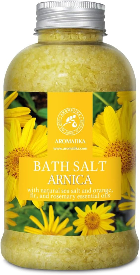 Arnica Bath Salts 21.16 Oz - 100% Natural Rosemary Orange and Fir Essential Oils - Sea Salt Arnica 600g - Best for Bath - Good Sleep - Relaxing - Body Care - Beauty