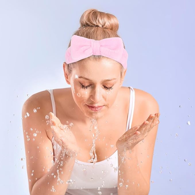 8 Pack Spa Headband for Washing Face,Pink Black Skincare Headband Set for Women Girls Cute Bow Headbands for Makeup Skin Care Head bands Slumber Party Supplies