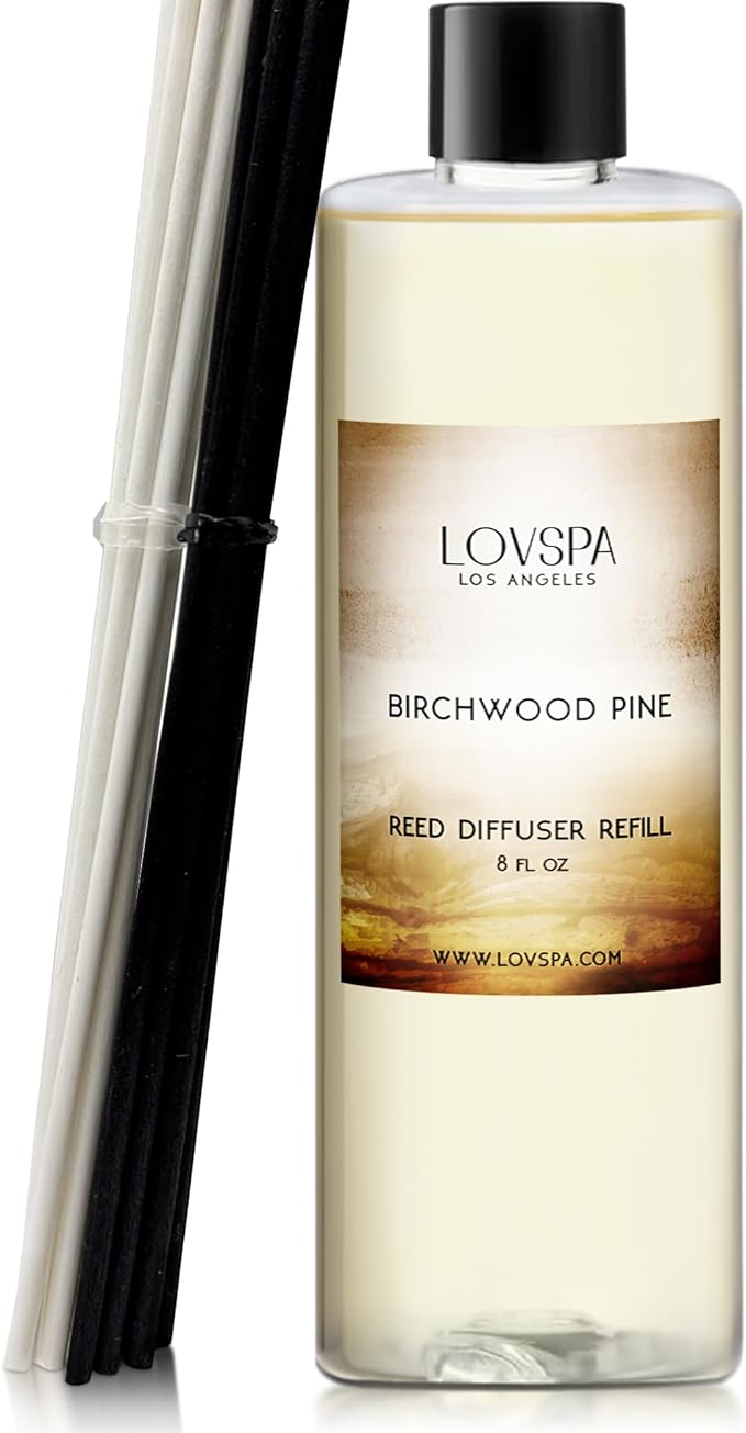 LOVSPA Birchwood Pine Diffuser Oil - Holiday Essential Oils for Diffuser Refill & Air Freshener Room Spray - Long-Lasting & Natural Home Fragrance, Scented Oil for Diffusers, USA Made, 8 oz