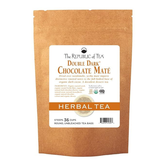 The Republic of Tea Organic Double Dark Chocolate Mate, 36 Tea Bag Refill