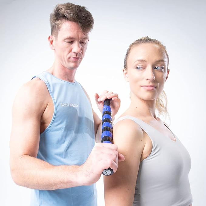 Body Back Buddy - USA Made - Massage Stick & Buddy Classic Bundle, Trigger Point Massage Tools, Neck and Back Massagers, Massage Cane, Muscle Knot Remover (Blue)