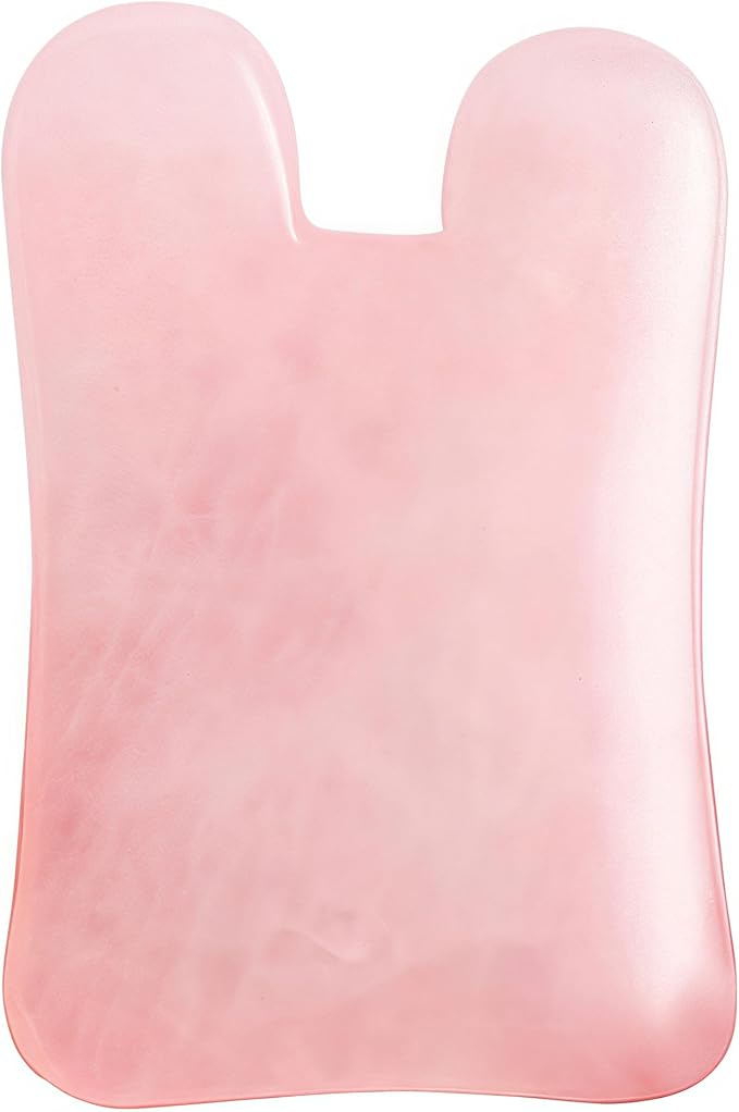 LZLRUN Rose Quartz Jade Roller Real Jade Gua Sha Board Mushroom Massager Face Lifting Tool Facial Guasha Massage Tool (Hill)