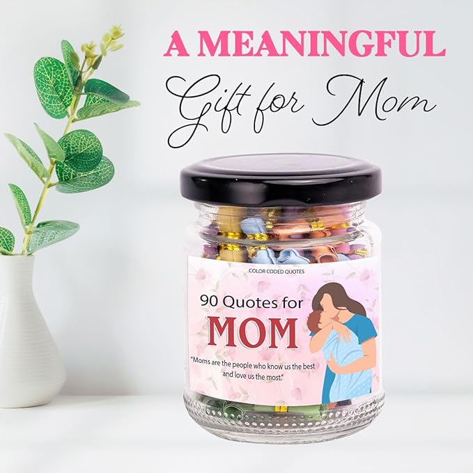 90 Love Notes for Mom in a Jar with NFC Keychain, Positive Affirmation Cards, Emotional Support Jar with Daily Affirmations for Women, Birthday Gifts for Mom, Mom Gifts from Daughters