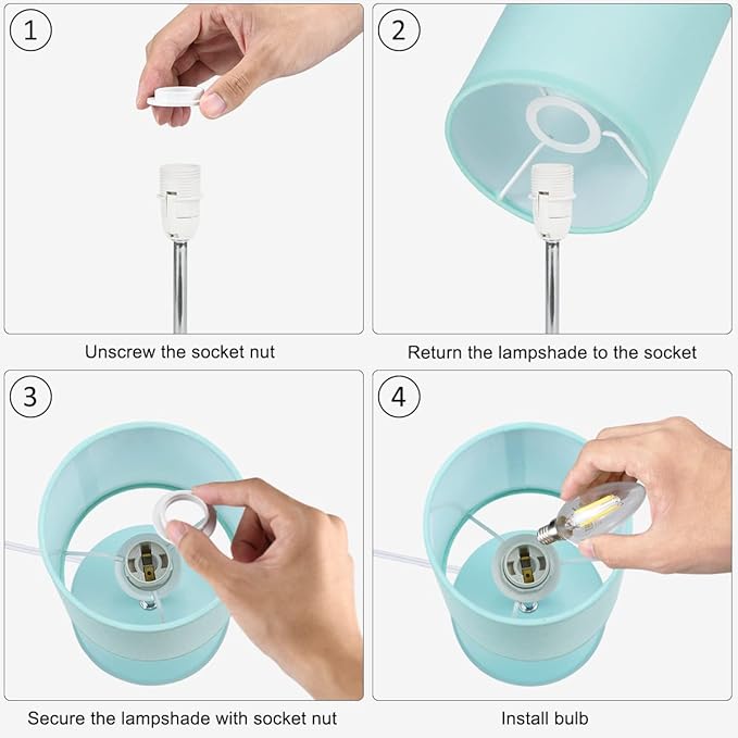 Lampwell Alee Modern Green Table Lamp Set of 2, Living Room & Bedroom, 4.33H12.21IN, Bulb Excluded