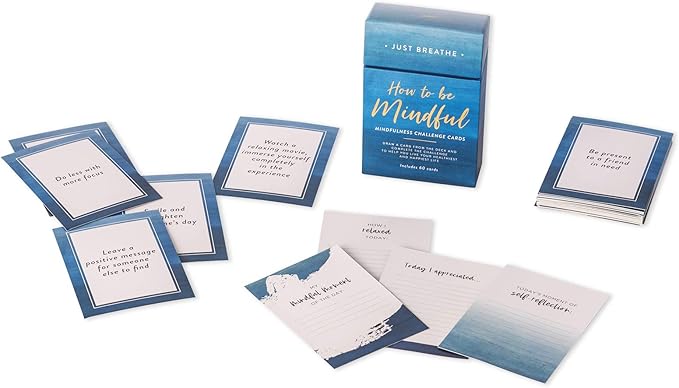 WORLD TRAVELER Eccolo How to be Mindful Challenge Cards - 60 Mindfulness Cards - Self Care Cards for Daily Positive Thoughts and Affirmations - Mindfulness Gifts & Affirmations Cards