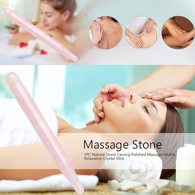 ZJchao Massage Stone Wand Massage Stick, Jade Massage Crystal Wand Gua Sha Scraping Massage Tools Guasha Beauty Tool for Skin Rejuvenation Jade Stone Massage Wand ()