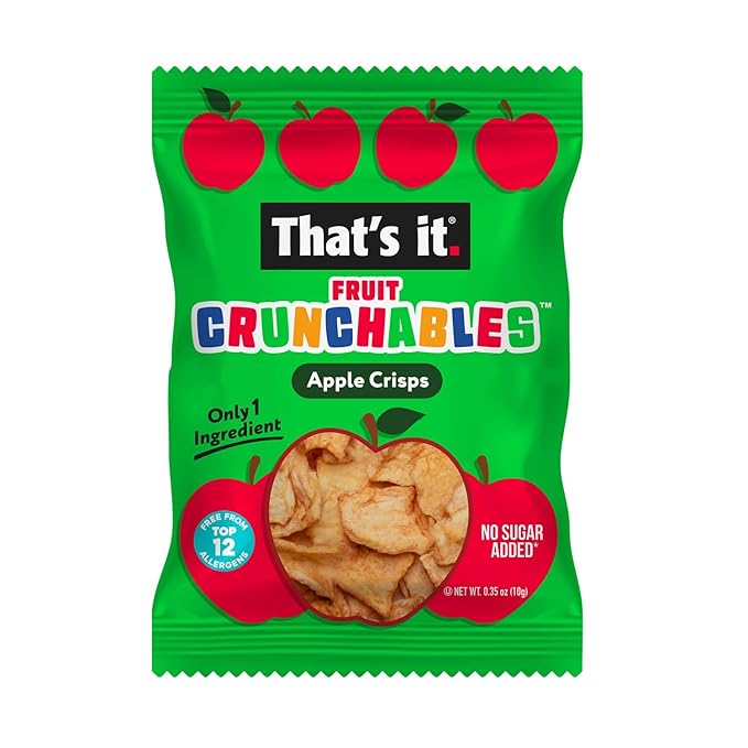 That's it. Fruit Crunchables (15 Pack) Apple Crisps healthy snacks for kids, Plant-Based, Non-GMO, Gluten-Free, No Sugar Added - Healthy Snack for lunch box 100% Natural Crunchy Fruit Snack