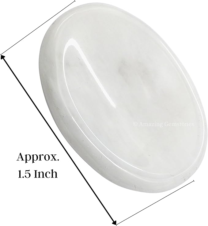 Amazing Gemstone Snow Quartz Worry Stone Crystals and Healing Stones - Worry Stones for Stress Relief Gifts - Piedra Crystal Fidget for Meditation - Unique Stocking Stuffers and Birthday Gifts