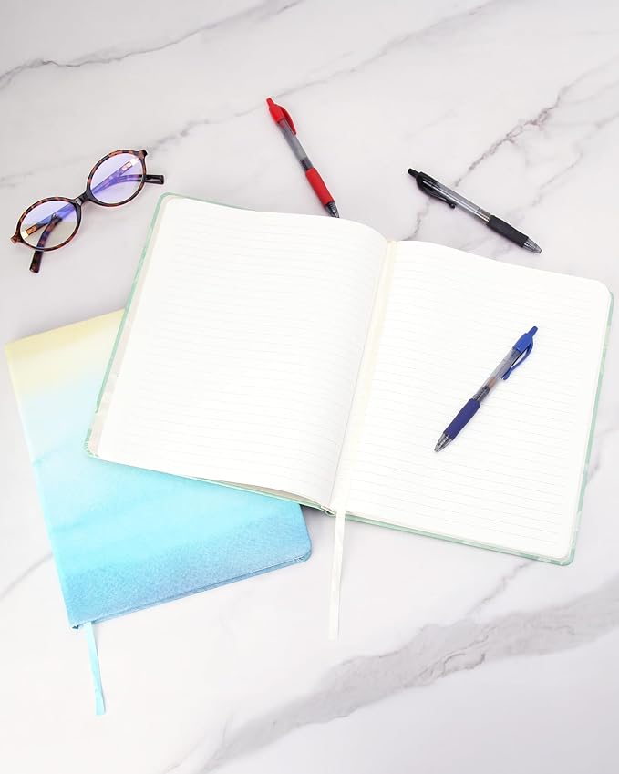 Eccolo Large Lined Journal Notebook, Hardbound Cover, Writing Journal, 256 Ruled Ivory Pages, Ribbon Bookmark, Lay Flat, Desk Size for Work or School, Ferns (8x10 inches)