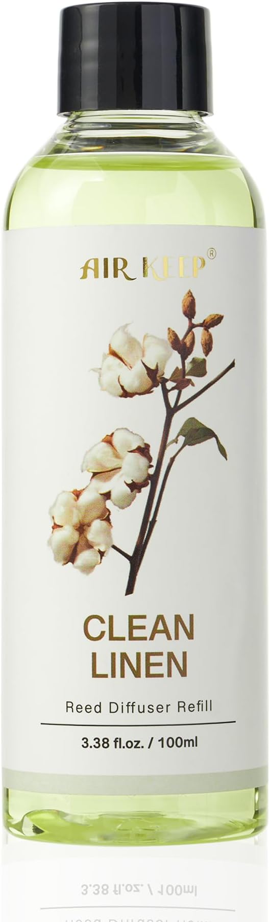 Airkeep Reed Diffuser Oil Refill/Clean Linen/3.38oz(100ml/1 Pack/Scented Oil Refill for Reed Diffuser Home Fragrance for Bedroom, Bathroom Office Home Decor