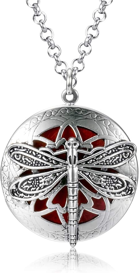 Wild Essentials Dragonfly Necklace Essential Oil Diffuser Kit with Lavender, Lemongrass, Peppermint, Orange Oils, 12 Refill Pads, Calming Aromatherapy Gift Set, Customizable Color Changing, Perfume