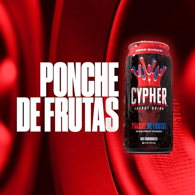 Cypher Sugar Free Energy Drink, Wild Fruit Punch – Non-Carbonated & Low Calorie Juice Energy Drink for Lasting Stamina & Focus with 260mg Caffeine, 3g Whey Protein, & 5 Amino Acids (12) 16oz Cans