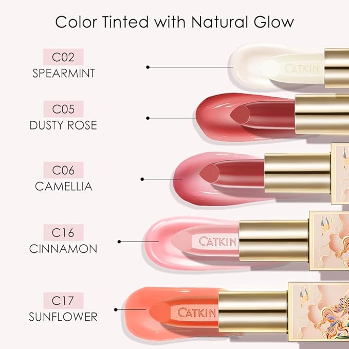 CATKIN Tinted Lip Balm Sheer Lip Stain Ultra Hydrating Lip Moistrurizer Lip Care with Vitamin E Nourishing For Cracked & Dry Lips 0.12 oz C16 CINNAMON - Light Pink