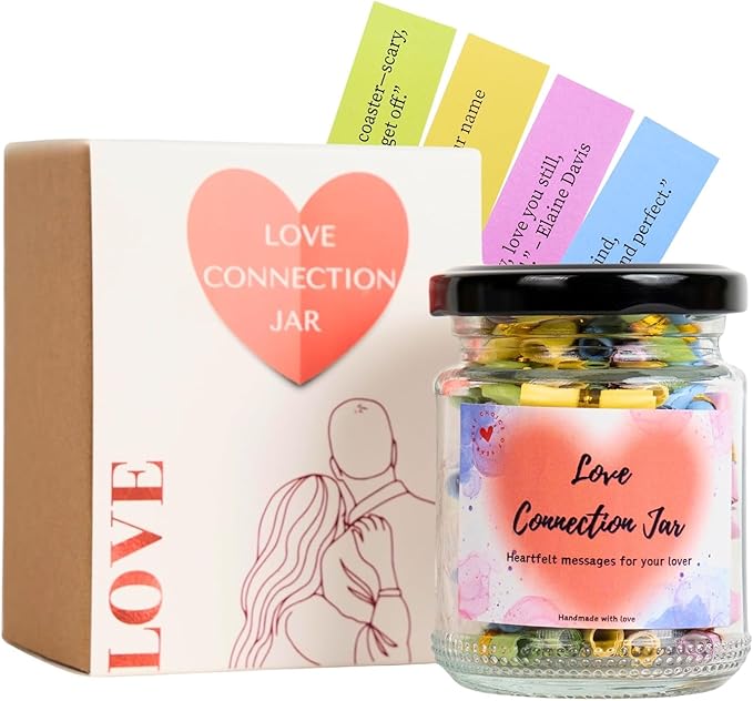 90 Love Notes Jar, Long Distance Relationship Gifts, Couples Gifts, Girlfriend Wife Husband, Positive Affirmation Cards, Emotional Support Jar with Daily Affirmations for Women