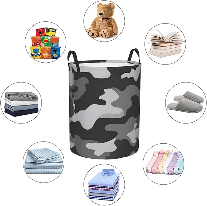 Laundry Basket Simpel Camouflage Collapsible Large Capacity,63L Dirty Clothes Basket Durable Lightweight Hamper With Handles Ideal For Clothes,Toys Home Organization size19.6"L x 15.7"W