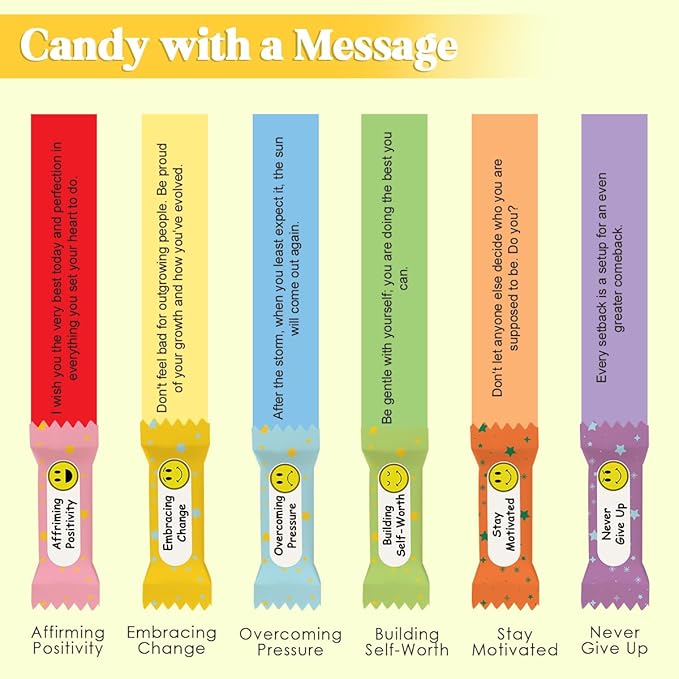 Positive Candy, 30 Daily Affirmations for Women, Teens, Sweet Positive Affirmation, Cute Motivation Candy Jar, Inspirational Gifts for Teen Girls & Women, Relaxation Stress Relief Gifts