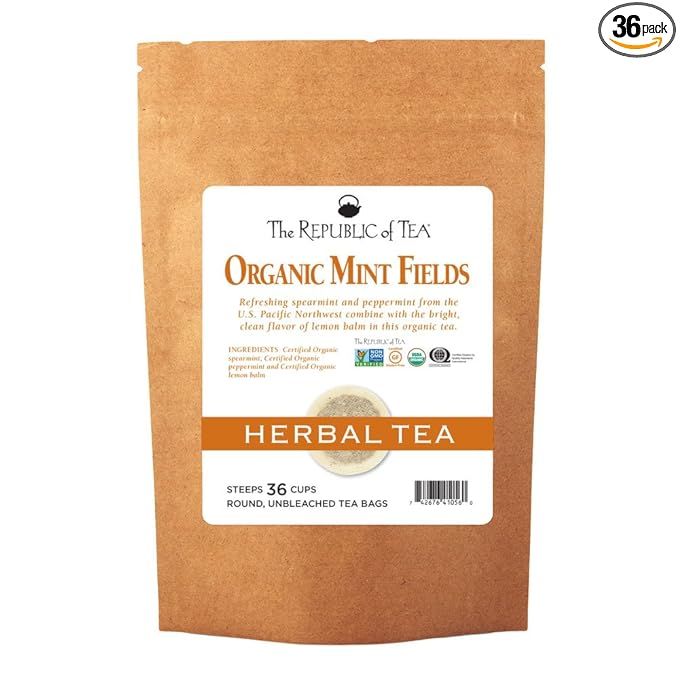 The Republic of Tea – Organic Mint Fields Herbal Tea Bags, Caffeine Free, 36 Servings