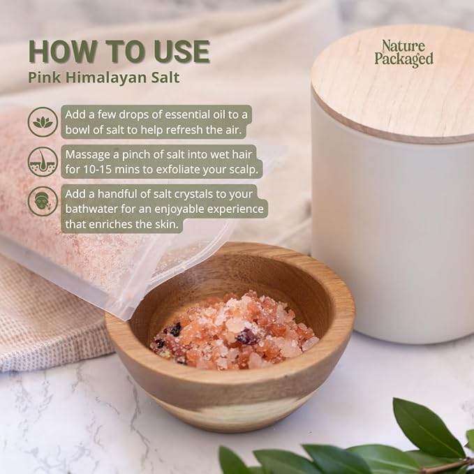 Nature Packaged Pink Himalayan Salt (16oz) - Direct from The Himalayan Mountains - Pure Coarse Grain Organic Salt for Body Scrubs, Adding to Baths, and Foot Soaking 2 Pack