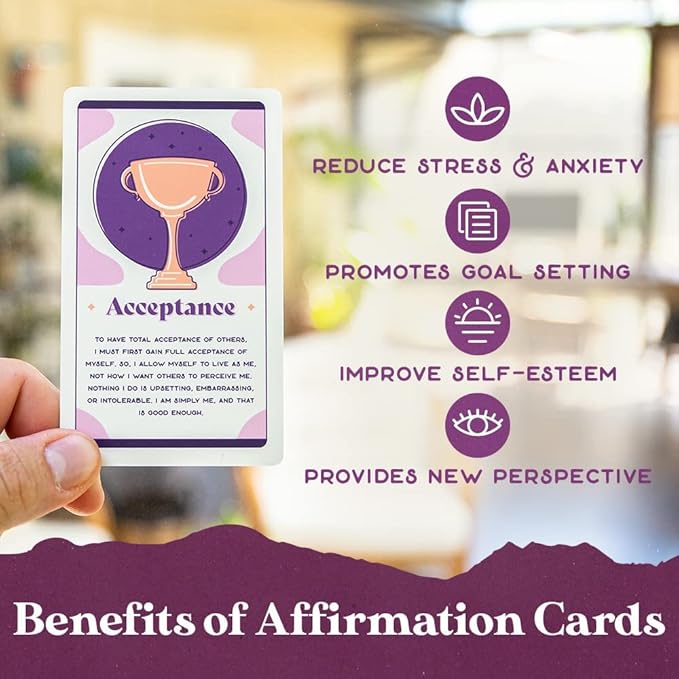 PURPLE CANYON Daily Affirmation Cards for Women and Men | Positive Affirmations for Mindfulness, Meditation, and Inspiration | Beautiful 52 Card Deck